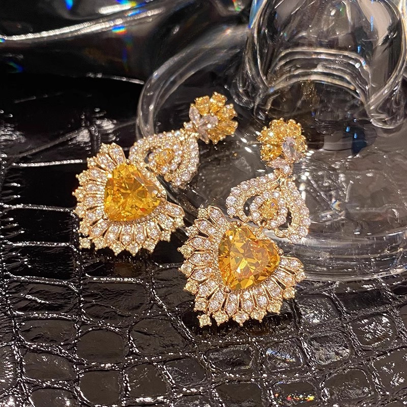 Bông tai hình quạt Zircon phong cách mới Bông tai thời trang khí chất sang trọng