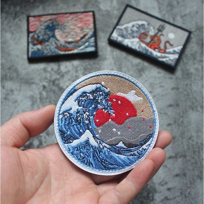 Patch_velcro mặt trời mọc dán quần áo_ba lô túi xách _retro