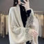 Khăn choàng viền ren JVSUB, Khăn choàng dệt kim len mùa xuân thu thân thiện với da, thoáng khí hợp thời trang Thiết kế thương hiệu sang trọng dành cho nữ Khăn choàng