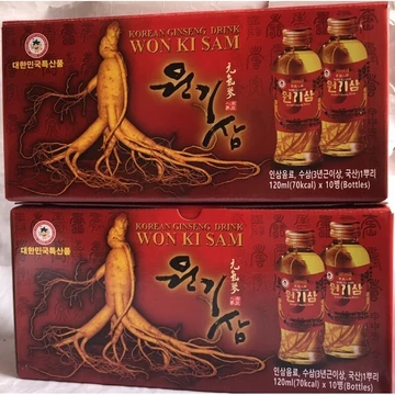 Combo 2 hộp Nước uống ngâm rễ củ sâm Hàn Quốc 10 chai x 120ml, nước hồng sâm -Sâm Yến Thái An