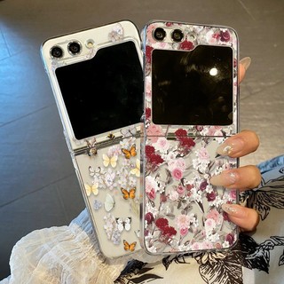 Hoa Họa Tiết Hoa Trong Suốt Vỏ Điện Thoại Cho Samsung Galaxy Z Flip 6 Flip 5 Flip 4 Flip 3 5G Cứng PC Gấp Dành Cho Samsung Z Flip6 Flip5 Flip4 Flip3