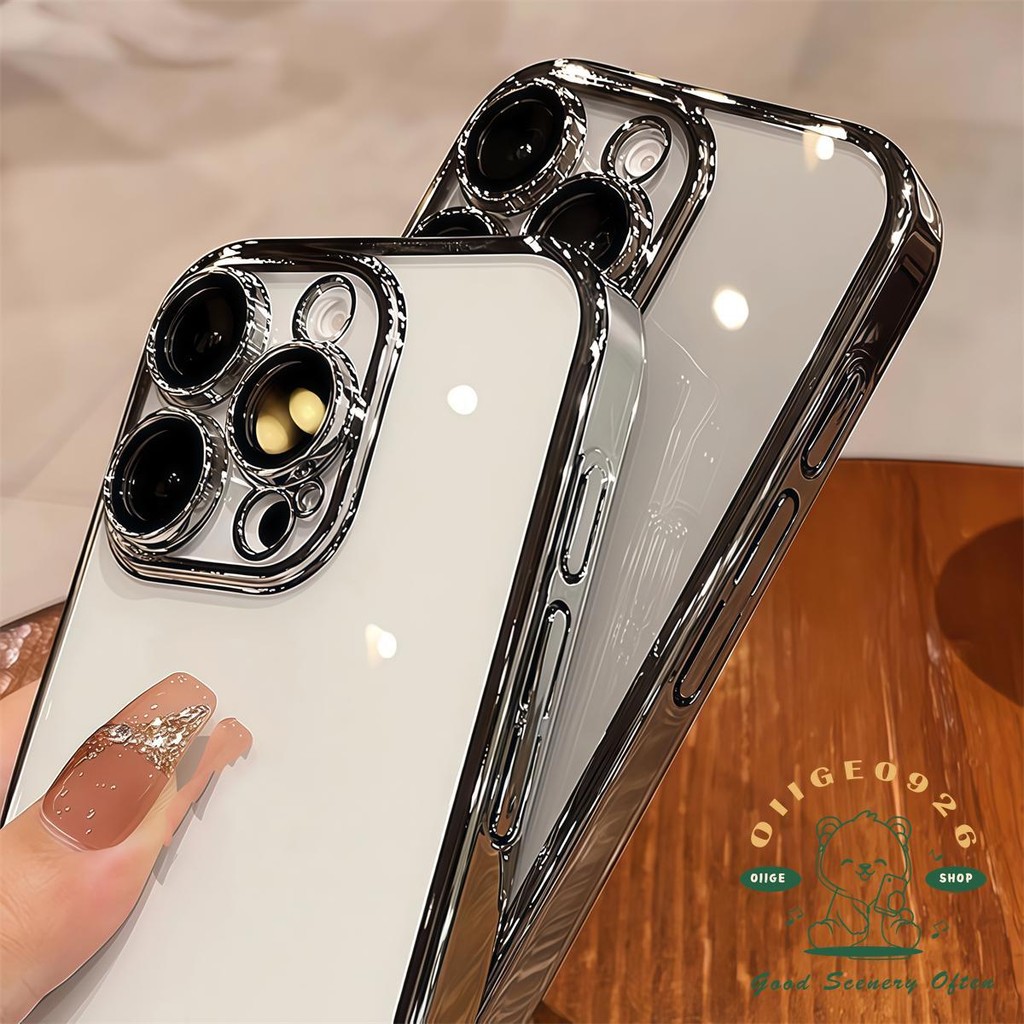 Ốp điện thoại mạ trong suốt iphone16 Pro Max 15 14 13 12 11 cho iPhone XR / XS vỏ mềm silicon TPU chống sốc