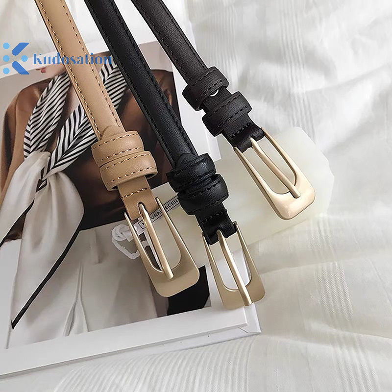 Kudosation Slim Eo Thắt Lưng Nữ Retro Đa Năng Váy Thường Ngày Váy Trang Trí Đơn Giản Dây Da Khóa Hợp Kim Hình Dạng Không Đều