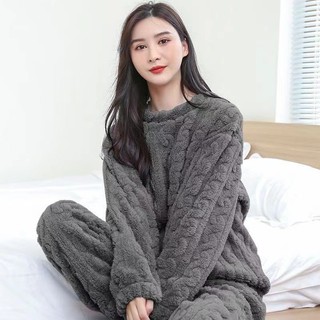 Bộ Đồ Ngủ San Hô Lông Cừu Nữ Dày Bộ Đồ Ngủ Nữ Ấm Áp Rời Thường Ngày Plus Kích Thước Dễ Thương Trong Nhà Chó Con Pajamas