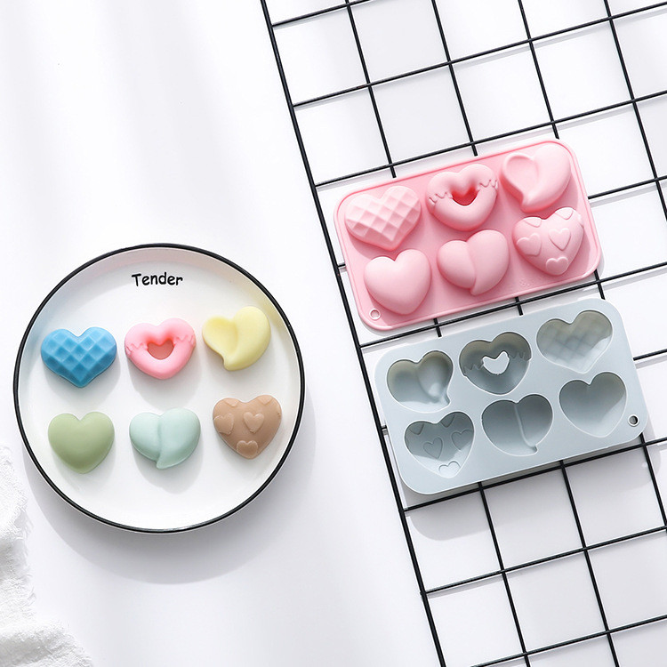 6 Khoang Khác Nhau Hình Trái Tim Khuôn Silicon Sáp Chai Đường Khuôn Socola Khuôn Bánh Khuôn Xà Phòng Handmade Khuôn Làm Bánh DIY Khuôn Nướng Bánh