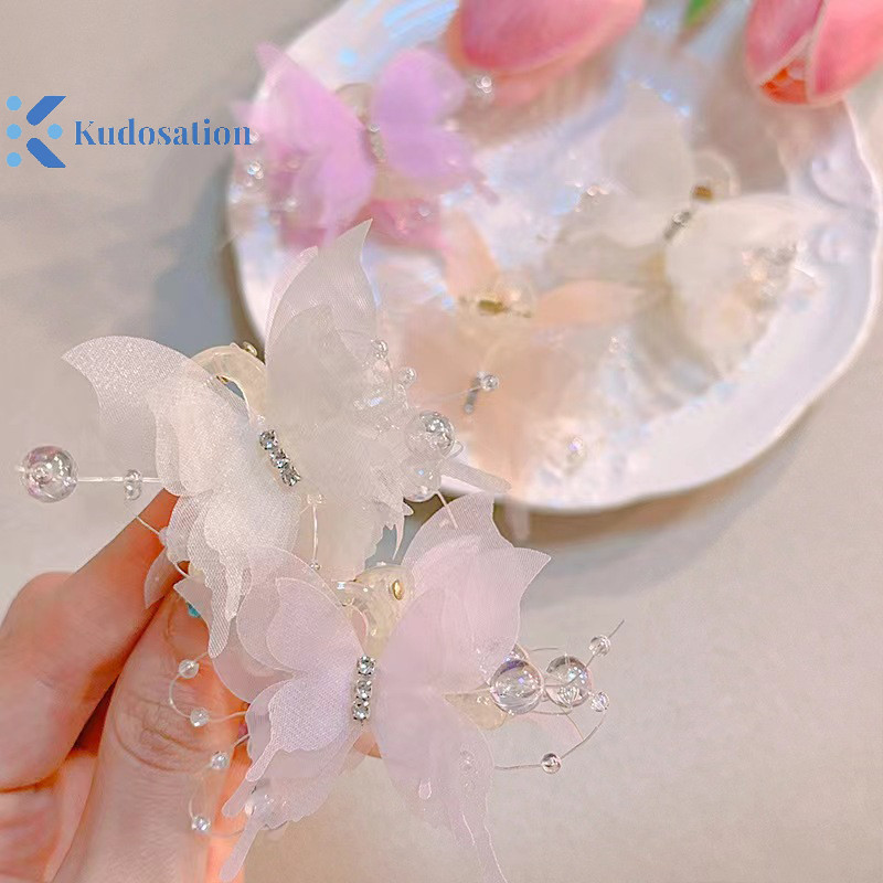 Kudosation Thời Trang Mô Phỏng Kẹp Tóc Nữ Thanh Lịch Ngọc Trai Nơ Đuôi Ngựa Kẹp Ngọt Cua Tóc Móng Vuốt Mũ Đội Đầu Phụ Kiện Tóc