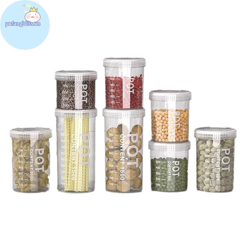 Pufangbliss Ngũ cốc nhà bếp Hộp kín Hộp đựng đồ ăn nhẹ trong suốt Hộp đựng ngũ cốc và ngũ cốc Hộp đựng kín VN