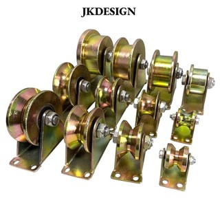Jkdesign 1 Con Lăn Cửa Trượt, Ròng Rọc Chịu Lực Bằng Thép Không Gỉ Hình Chữ U / V / H, Màu Mạ Nhà Phần Cứng Theo Dõi Bánh Xe Bánh Xe Cứng