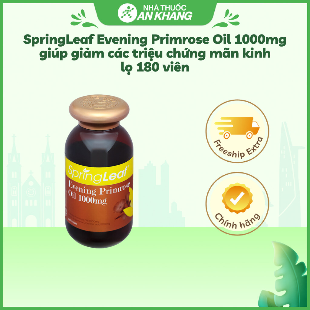 SpringLeaf Evening Primrose Oil 1000mg giúp giảm các triệu chứng mãn kinh lọ 180 viên