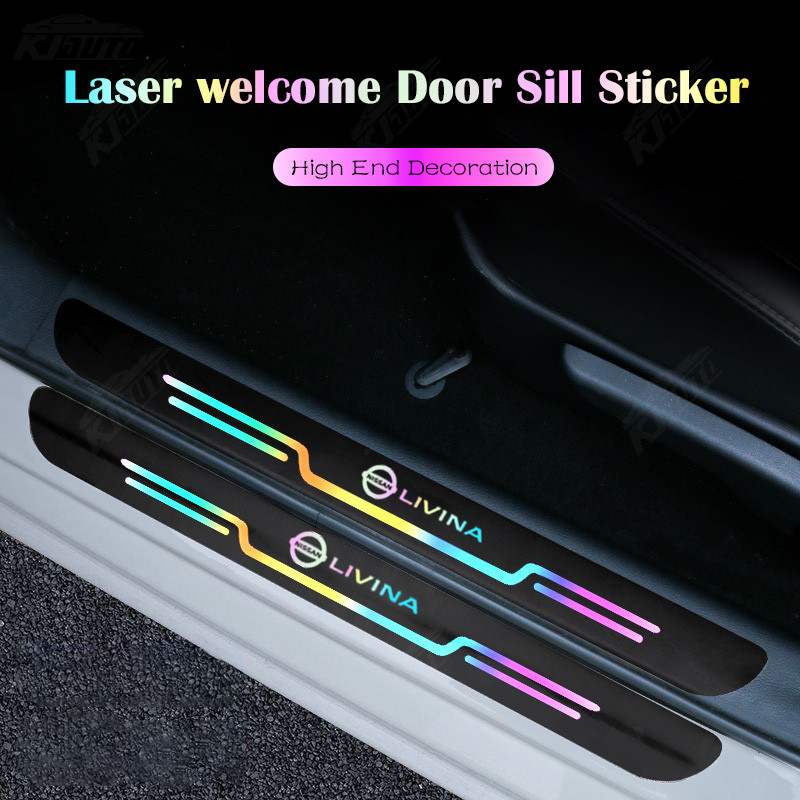 Nissan Livina 2024 Xe Mới Laser Sill Miếng Dán Cửa Xe Ngưỡng Dải Chống Trầy Xước Chống Nước Cầu Vồng Bảo Vệ Cửa Xe Ô Tô