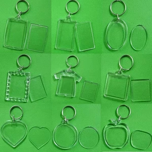 Móc khóa trống Móc khóa acrylic hình bát giác PS khung ảnh trong suốt khóa ảnh