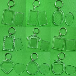Móc khóa trống Móc khóa acrylic hình bát giác PS khung ảnh trong suốt khóa ảnh