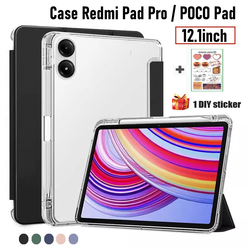 Ốp điện thoại Redmi Pad Pro 12.1 inch cho POCO Pad 2024 có khe cắm bút Vỏ bảo vệ từ tính POCO Pad có mặt sau trong suốt Xiaomi Redmi Pad Pro