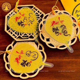 [Tặng Bao Lì Xì Lộc] Lá Bồ Đề Nhũ Vàng 12 CON GIÁP Đã Khai Quang Tài Lộc, Bình An May Mắn Để Ốp Lưng Điện Thoại, Để Ví