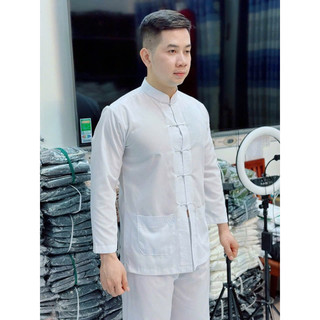set đồ bộ nam màu trắng, pháp phục trắng cho nam