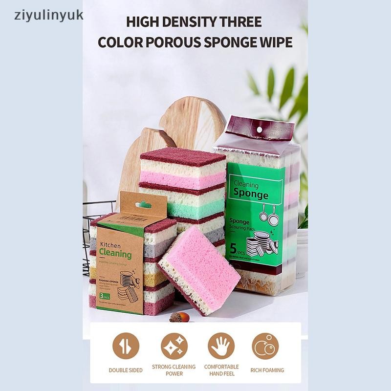Ziyulinyuk 5 / 10 Chiếc Vải Làm Sạch Bọt Biển Mật Độ Cao Vải Rửa Bát Không Gọn Nhà Bếp Và Phục Vụ Đồ Dùng Bàn Chải Xốp Cho Nồi Bát EN