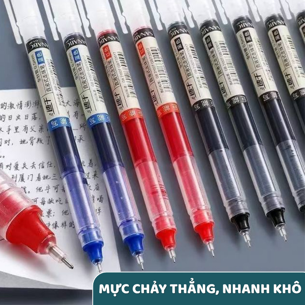 Bút Gel Ống Mực Nước Lớn Muji Mực Nhanh Khô Ngòi 0.5mm Bút Bi Nước Học Tiếng Trung