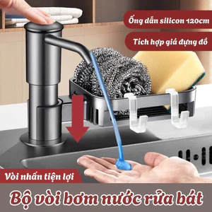 Bộ Vòi Bơm Nước Rửa Chén Bát DINO Kèm Giá Để Đồ Gắn Bồn Rửa Nhựa ABS Kèm Ống Dẫn Silicon 120cm