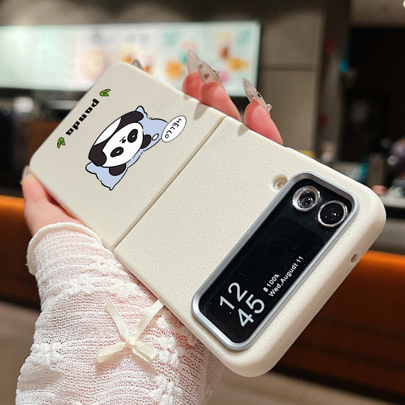 Dành Cho Samsung Galaxy Z Flip7 Flip6 Flip5 Flip4 Flip3 5G Hoạt Hình Gấu Trúc Họa Tiết Gấp Vỏ Điện Thoại Da Họa Tiết TPU Mềm Bao Da Cho Samsung Galaxy Z Flip 7 6 5 4 3