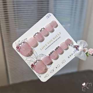Móng chân giả hình vuông màu hồng với chất liệu nhựa lấp lánh Không áp lực trên giường móng tay để mua sắm hẹn hò du lịch