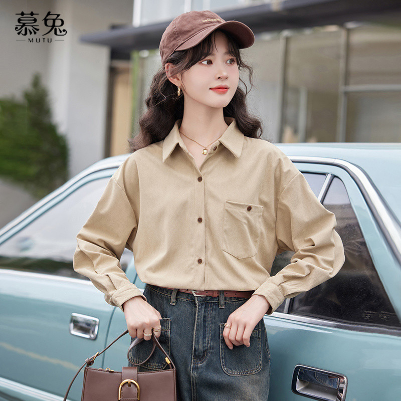 Mutu Retro Phong Cách Hồng Kông Áo Sơ Mi Nữ 2026 Phong Cách Mùa Xuân Rời Lười Phong Cách Thường Ngày Dài Tay Top