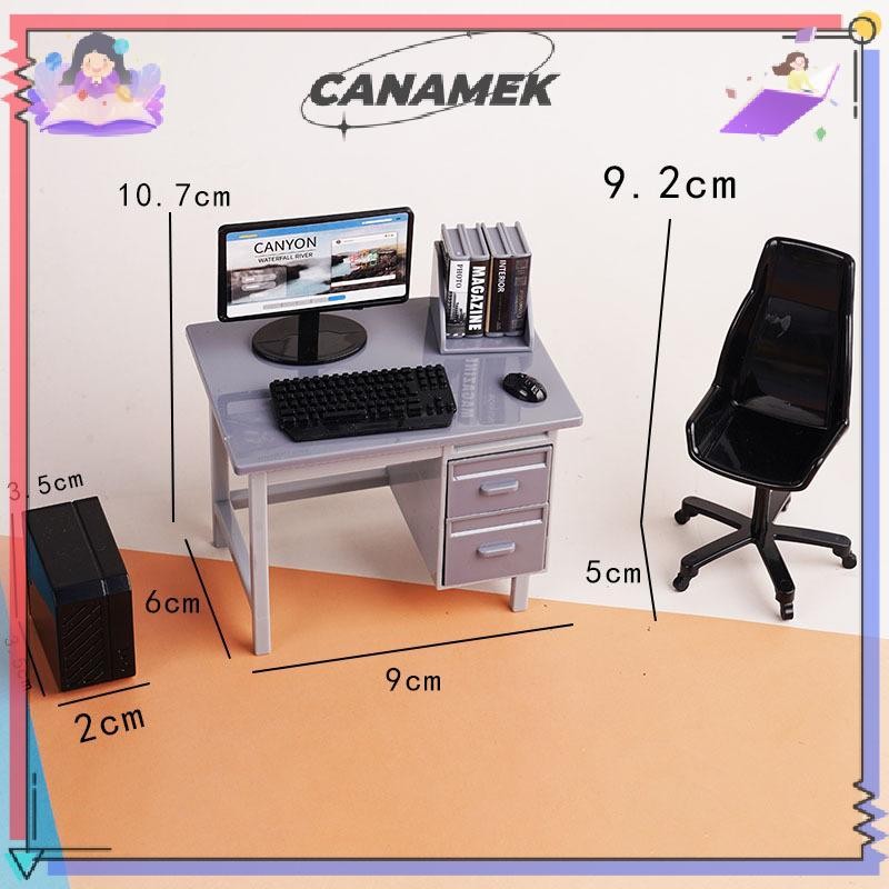 CANAMEK 1 Bộ 1 / 12 Nhà Búp Bê Thu Nhỏ Bàn Phím Máy Tính Bàn Ghế Bộ Nhà Phòng Học Nội Thất Trang Trí Micro Cảnh Đạo Cụ CSF