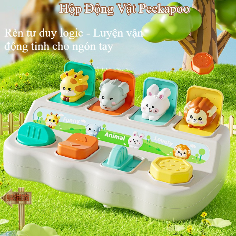 Hộp Động Vật Peekapoo,đồ Chơi POP-UP Rèn Luyện Phản Xạ Tay Cho Bé, Đồ Chơi Montessori Từ 1 - 3 Tuổi