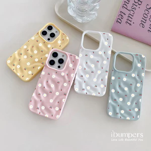 ibumpers Ốp Điện Thoại iPhone Hàn Quốc Họa Tiết Hoa Cúc Anh Đào Cho IPhone 11 12 13 14 15 16 Pro Max Ốp Lưng Thiên Thạch Màu Kẹo Silicon Mềm Chống Sốc