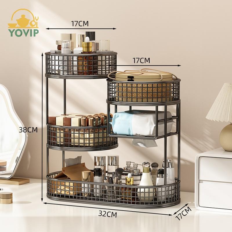 YOVIP 1 Nhẹ Sơn Kim Loại Hộp Đựng Mỹ Phẩm Lắp Đặt Trang Điểm Giá Để Đồ Trang Điểm Hiện Đại Vanity Kệ Để Bàn VN