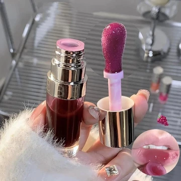 Dưỡng Ẩm Thủy Tinh Dầu Môi Tím Thạch Tím Trong Suốt Plumper Son Bóng Trang Điểm Dinh Dưỡng Chất Lỏng Son Môi Bàn Chải Chăm Sóc Môi