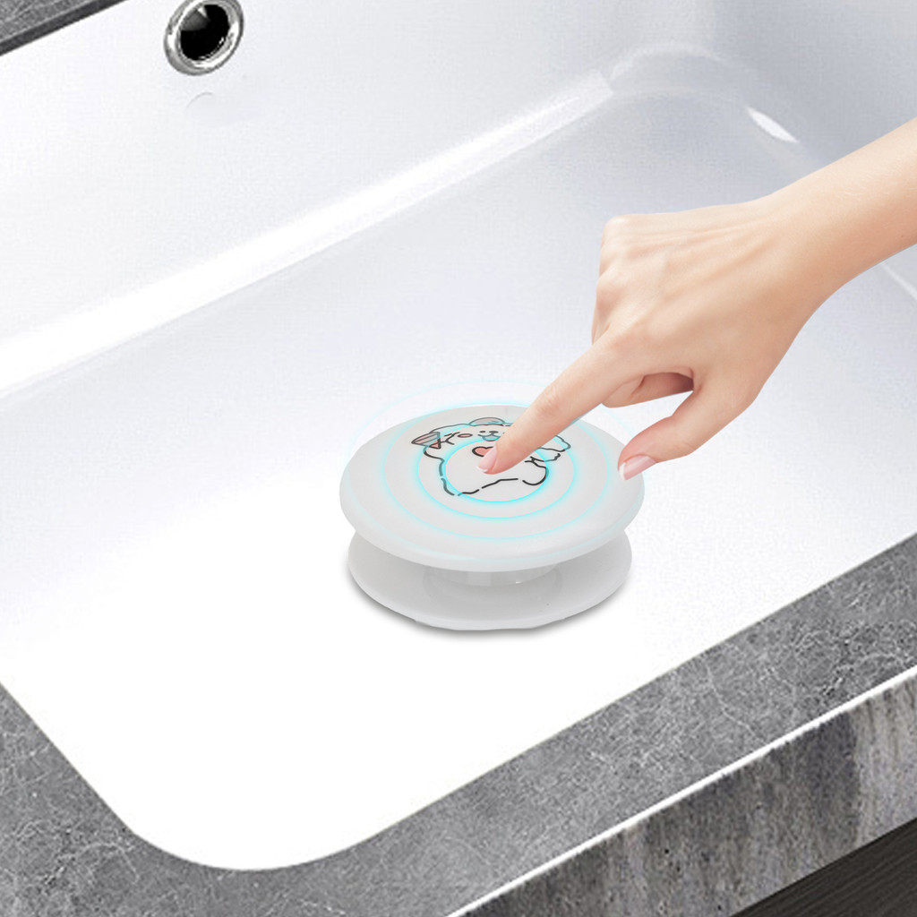 [H & L] Nút chặn thoát nước bồn rửa hoạt hình dành cho chó con | Thiết kế giỏ chống khóa đẩy, Cơ chế tháo nhanh cho phòng tắm / nhà bếp, phích cắm nhựa trắng