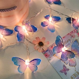 10LED Đèn dây bướm màu vàng tím chạy bằng pin Thích hợp cho gia đình Trang trí tiệc sinh nhật ngoài trời trong nhà