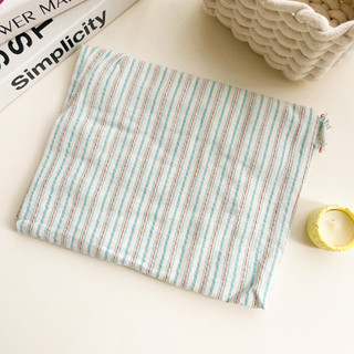 Ins Phong Cách Hàn Quốc Tươi Sợi Nhuộm Xanh Trắng Sọc Cotton Kết Cấu Vải Lanh Màu Ba Chiều Sợi Cotton Quần Áo Sơ Mi Vải