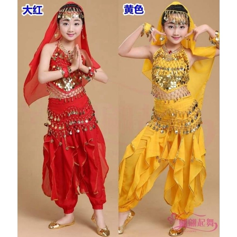 ( yếm + quần + khăn + đai) trang phục múa ấn độ ấn độ quần khế trang phục ấn độ biểu diễn văn nghệ