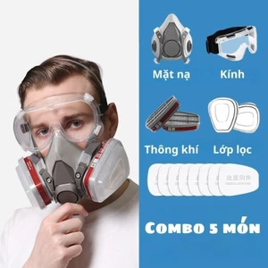 Mặt Nạ Phòng Độc Đủ 7 Chi Tiết,Phun Sơn, Hóa Chất, Trừ Sâu, Sử Dụng Nghề Mộc, Xi Măng