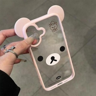 Hoạt Hình Dễ Thương Đầu Bếp Gấu 3D Tai Mickey Trong Suốt Acrylic Ốp Lưng Điện Thoại iPhone 16Promax 16Pro 15Promax 15Pus 12 13 14 Pro Max Chống Sốc Nữ Điện Thoại Di Động