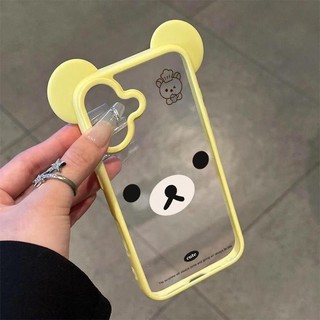 Hoạt Hình Dễ Thương Đầu Bếp Gấu 3D Tai Mickey Trong Suốt Acrylic Ốp Lưng Điện Thoại iPhone 16Promax 16Pro 15Promax 15Pus 12 13 14 Pro Max Chống Sốc Nữ Điện Thoại Di Động