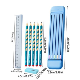 DE Sinh Viên Văn Phòng Phẩm Bộ 5 x Bút Chì Tẩy Thước ABS Cho Ốp Lưng Porta