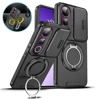 Ốp Điện Thoại Cho Vivo V50 Lite 50E V50Lite V40 Pro Lite 4G 5G 2025 Chống Sốc Đẩy Kéo Cửa Sổ Bảo Vệ Ống Kính Máy Ảnh Vỏ Vòng Kim Loại Giá Đỡ Camera Bảo Vệ Mặt Sau