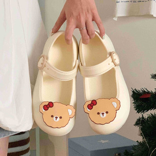 Xixitiao Nơ Gấu Đế Dày Mùa Hè Mary Jane Giày Ba Lê Nữ