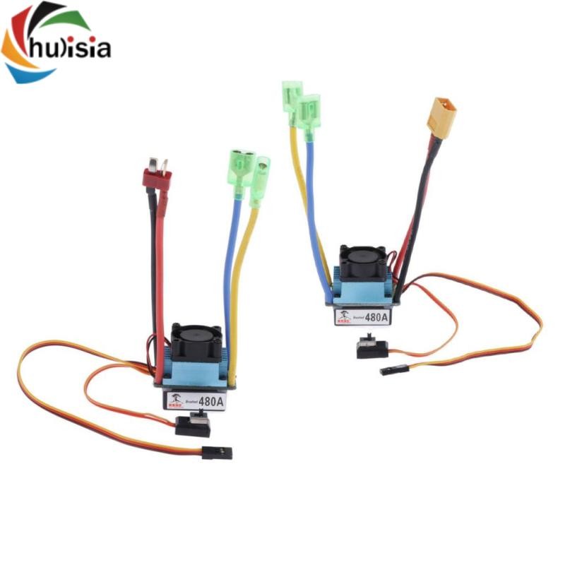 chulisia Bộ điều khiển tốc độ chải 480A 2-4S ESC cho 540 550 775 Motor Boat-T Plug