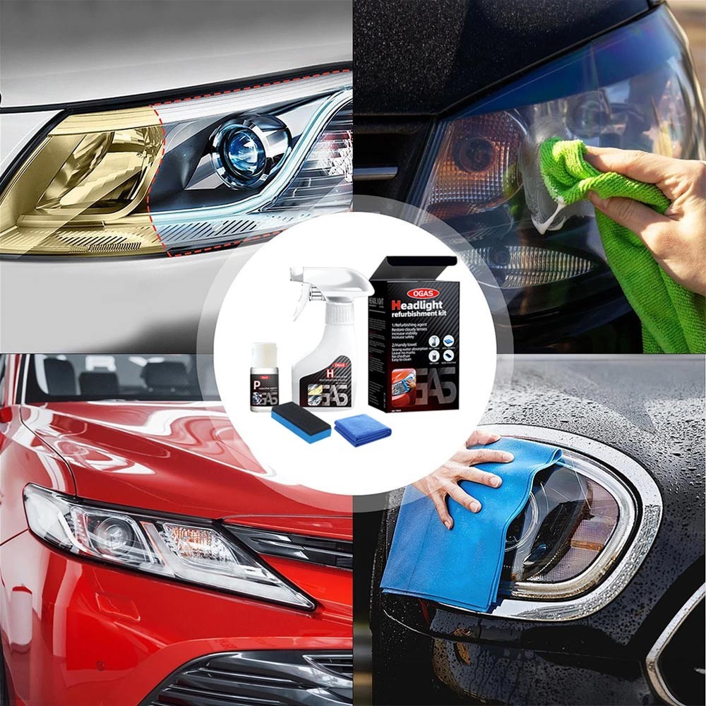 OGAS Pemulihan Lampu Headlight refurbishment kit+Coating Headlamp Pembersih & Pengilat Lampu