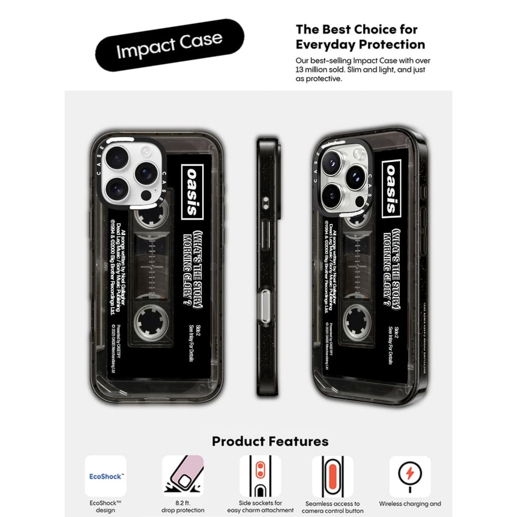 CASECASE X Oasis Tape Case Tác Động Đen Trong Suốt Cứng Hút Từ Tính Tác Động Dành Cho Apple IPhone 12 13 14 15 16 Pro Max Plus Có Hộp