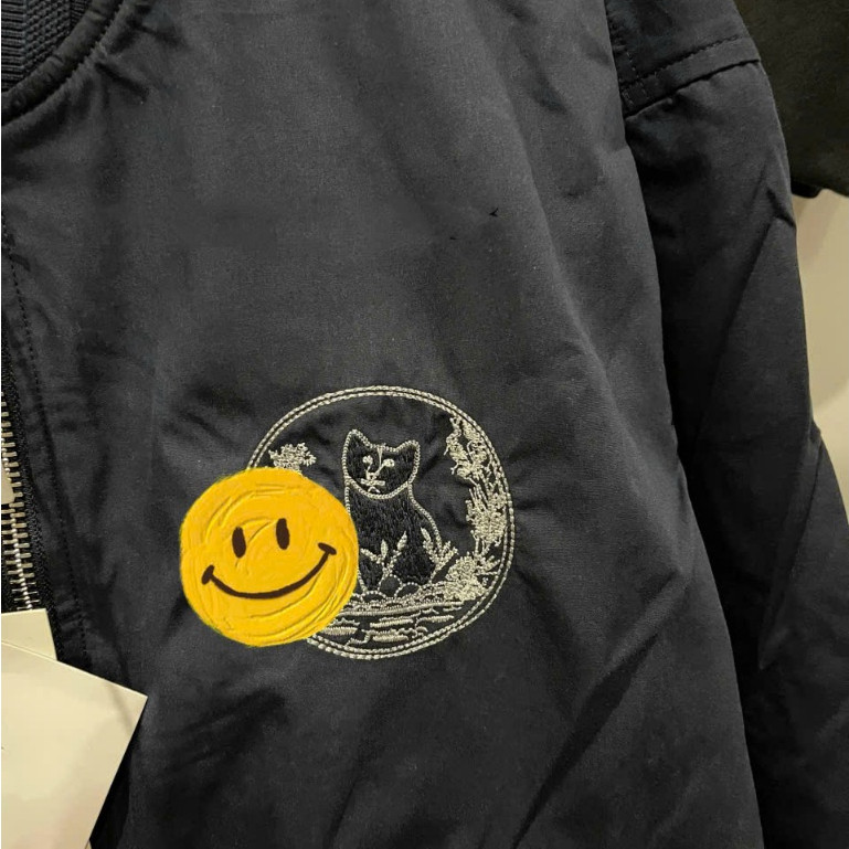 Áo Bomber Di Ok Thêu Mèo KCloset Áo Khoác Gió 2 Lớp Dày Dặn Dáng Rộng Nam Nữ NA977