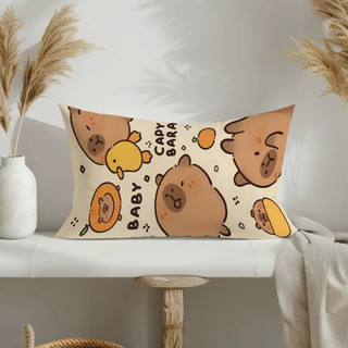 Vỏ gối hình chữ nhật bằng vải Polyester in một mặt dễ thương Capybara Quà tặng trang trí ghế Sofa tại nhà cho bạn bè (Không lõi)