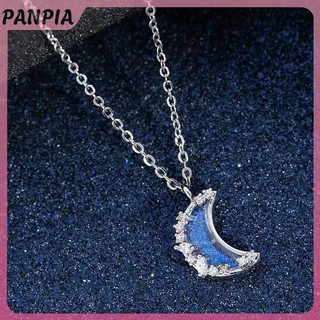PANPIA-Mặt Trăng Pha Lê Thời Trang Đơn Giản Pentagram Trái Tim Mặt Dây Chuyền Vòng Cổ Dành Cho Nữ Cô Gái Tính Khí Thanh Lịch Giả Tưởng Vòng Cổ Trang Sức Quà Tặng