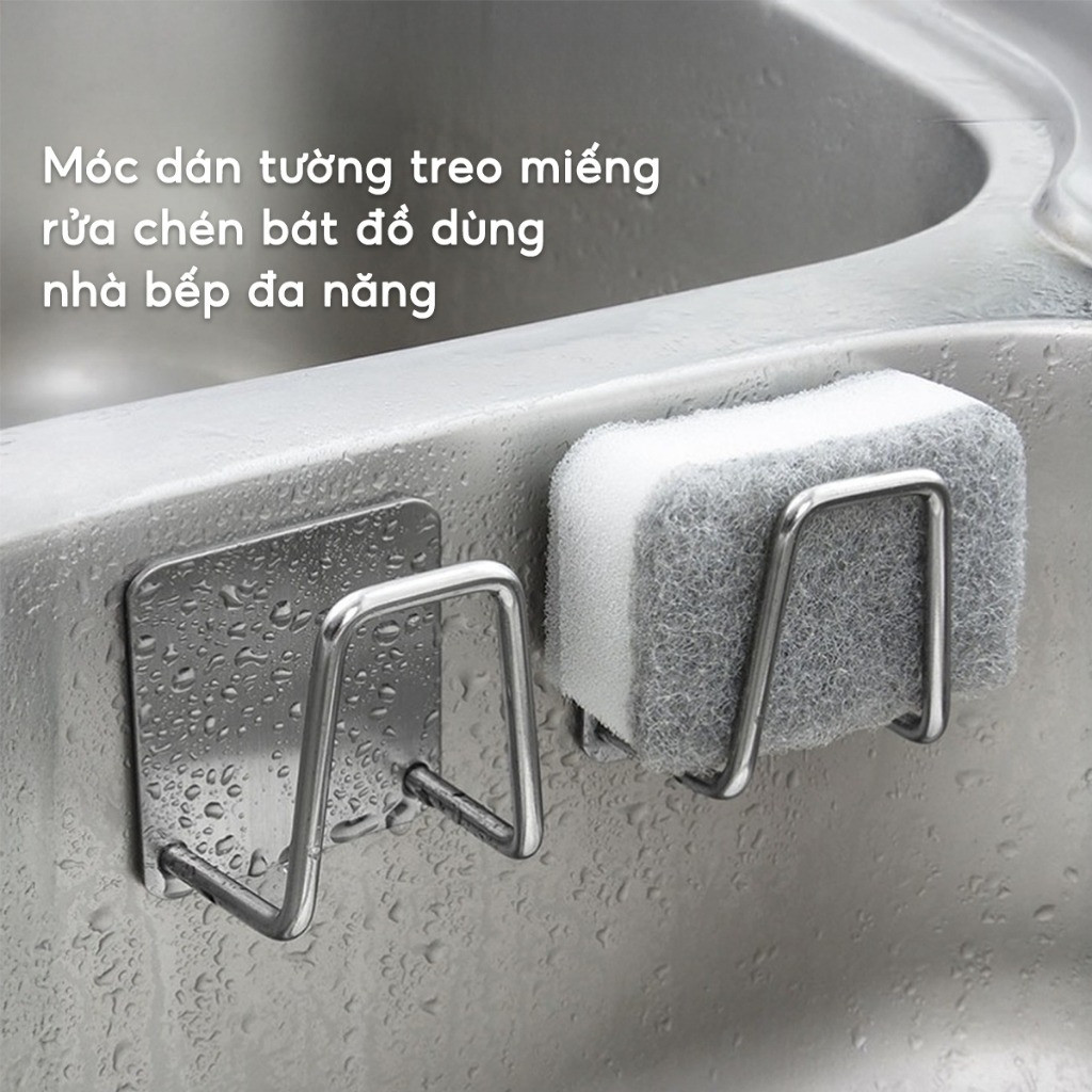Móc Treo Miếng Rửa Chén Inox Móc Dán Tường Treo Đồ Chữ A Để Vung Thớt Dụng Cụ Bếp
