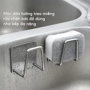 Móc Treo Miếng Rửa Chén Inox Móc Dán Tường Treo Đồ Chữ A Để Vung Thớt Dụng Cụ Bếp