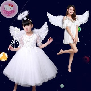 Moonlights Swallow Hình Thiên Thần Trắng Có Dây Đeo Co Giãn Cho Trẻ Em Trang Trí Tiệc EN