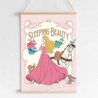 Các bản in nghệ thuật cổ điển của Lọ Lem, Bạch Tuyết, Belle, Ariel, Aurora, Rapunzel. Tranh vải trang trí phòng bé gái